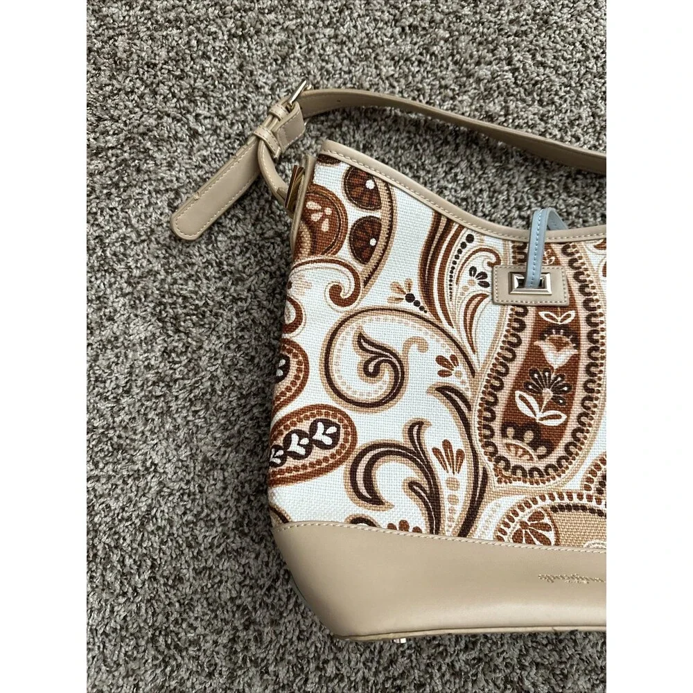 Spartina 449 Tapestry And Leather Bucket Bag Shoulder Purse